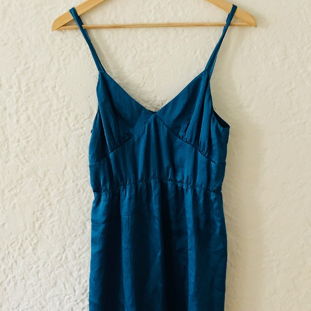 J. CREW Silk Serenade Turquoise Slinky Dress VTG